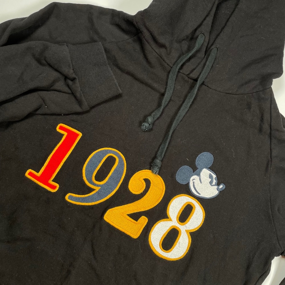 Disney Mickey Mouse‎ 1928 Black Hoodie Pullover Sweatshirt Womens Size 8